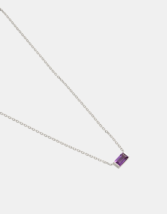 Kirstin Ash - Baguette Birthstone Necklace February Amethyst