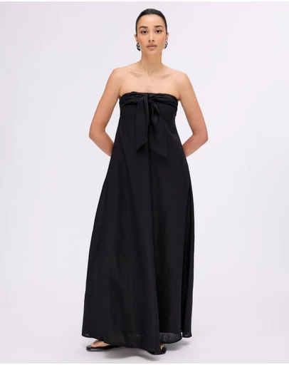 Minima Esenciales - Marlowe Linen Strapless Maxi Dress