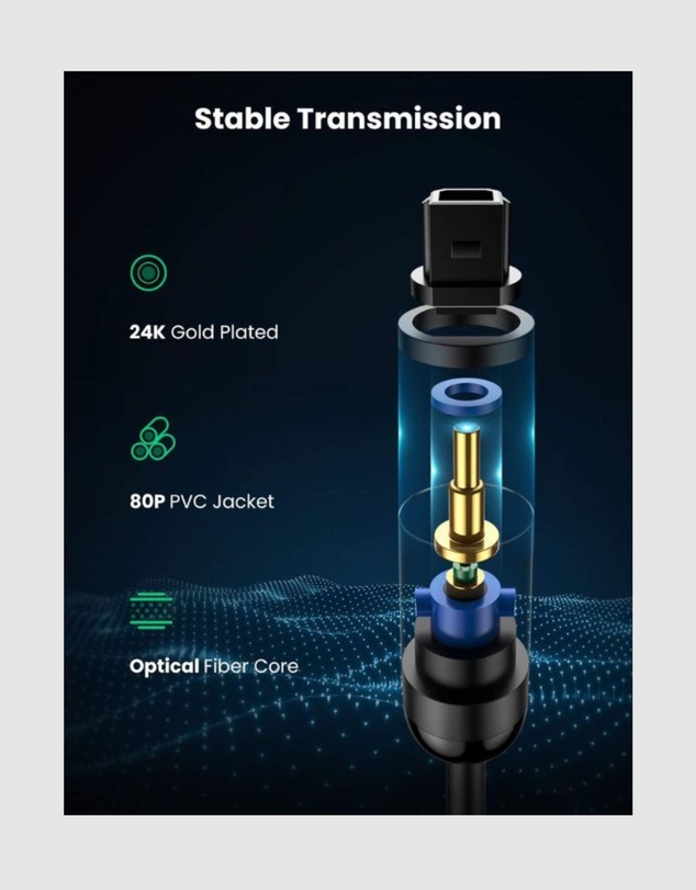 Ugreen - UGreen Fiber Optical Audio Cable 3M High-Fidelity Sound Wide Compatibility