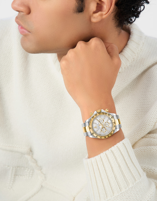 Philipp Plein - Philipp Plein Nobile Chrono 43mm Silver White Dial Two-Tone Stainless Steel Bracelet Watch