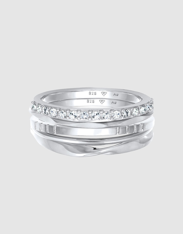 Elli Jewelry - Ultimate Crystal Ring Set in 925 Silver