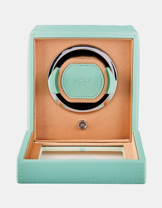 Wolf - WOLF Cub Seltzer Single Watch Winder with Cover Mint/Peach