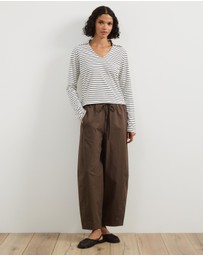 Atmos&Here - Long Sleeve Stripe V-Neck Top