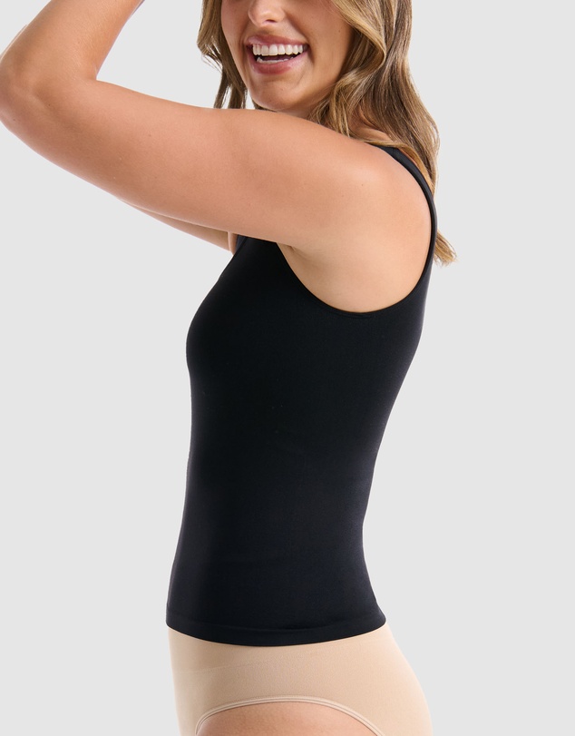 Ambra - 2 Pack Seamless Smoothies Reversible Shelf Bra Tank