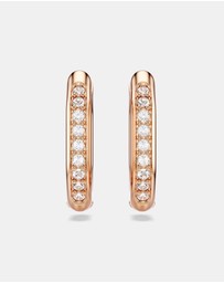 Swarovski - Dextera hoop earrings, Octagon shape, Round cut, Small, White, Rose gold-tone plated