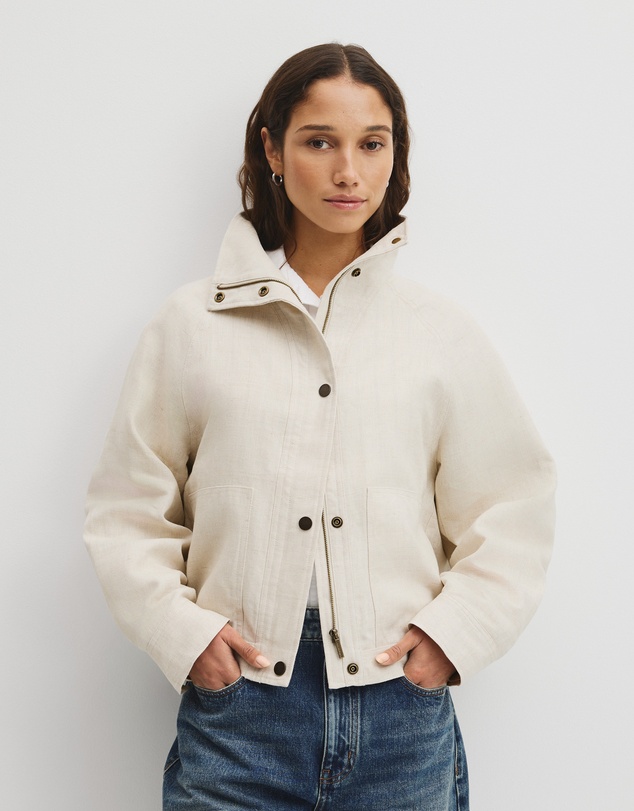 Country Road - Linen Funnel Neck Jacket