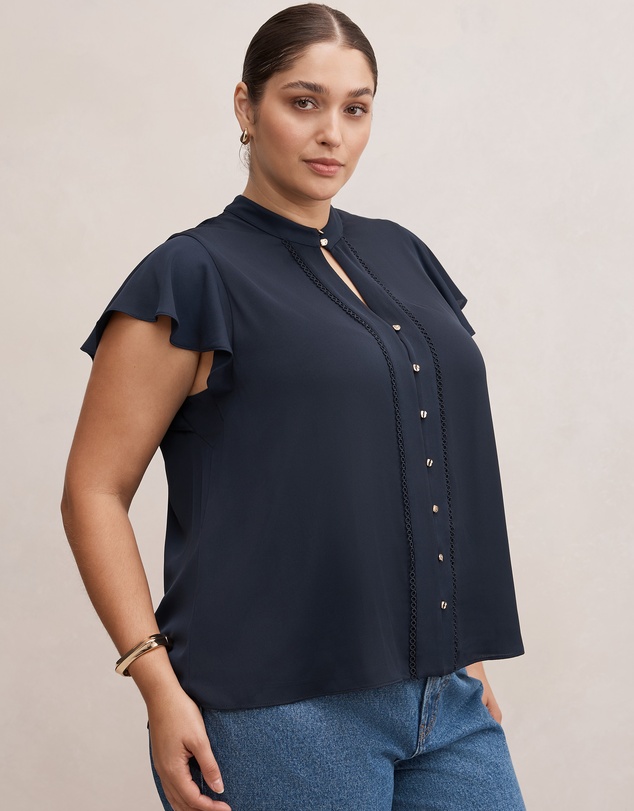 Forever New Curve - Jennie Curve Flutter Sleeves Blouse