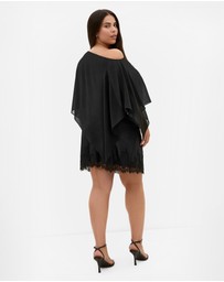 City Chic - Plus size Sheer Chiffon Poncho - black