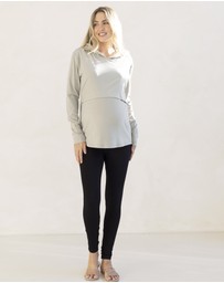 Angel Maternity - Maternity & Nursing Hoodie Breastfeeding Jumper-Pastel Green