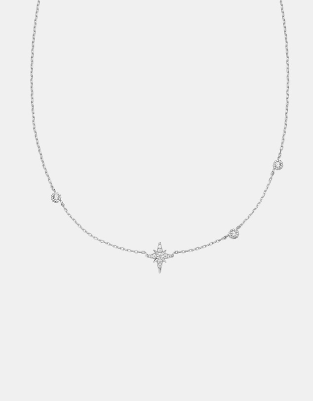 Ania Haie - Ania Haie Silver Eight-Pointed Star Cubic Zirconia Station Necklace