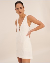 AERE - Fiora Linen Resin Trim Shift Dress