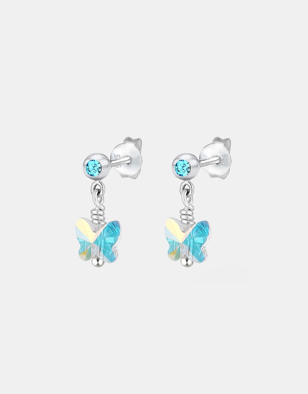Elli Jewelry - Crystal Butterfly Kids Stud Earrings in 925 Silver