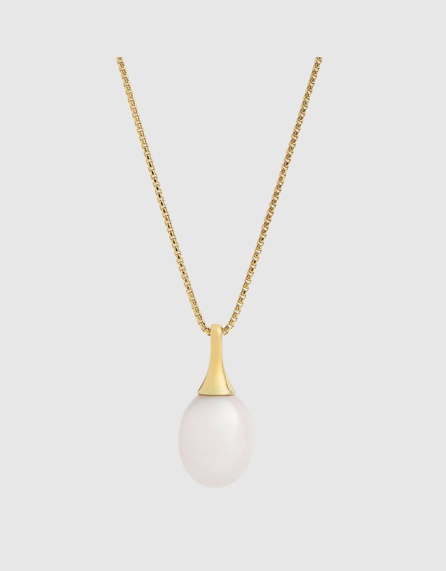 Najo - Isla Yellow Gold Pearl (White) Necklace
