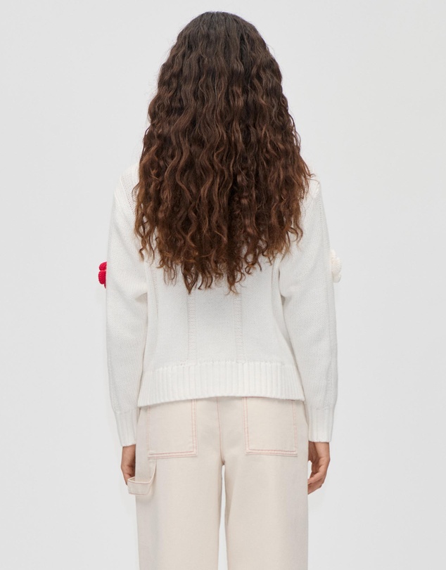 Stine Goya - Cotton Wool Yarn Crewneck Cable Cardigan