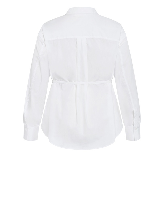 City Chic - Plus size Clara Cotton Waist Tie Shirt - ivory