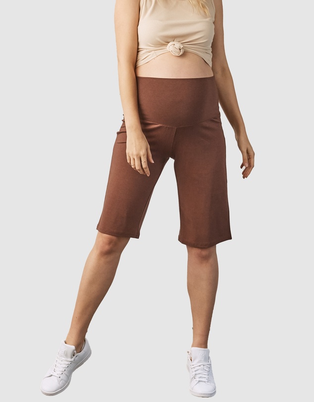 Angel Maternity - Maternity Wide Leg Bamboo Shorts - Chocolate