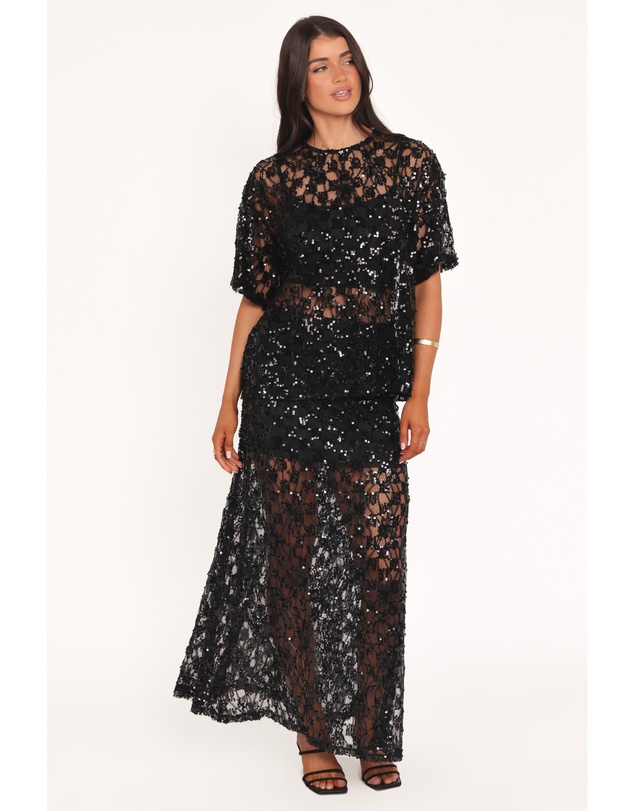 Petal & Pup - Yonder Sheer Lace Tee Top - Black