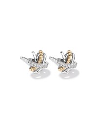 Michael Hill - Crossover Earrings with .09 Carat TW Diamonds in Sterling Silver and 10kt Yellow Gold