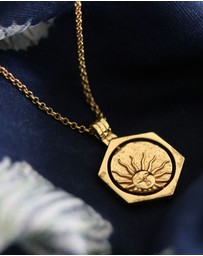 Ottoman Hands - Lapis Moon Rotating Pendant Necklace