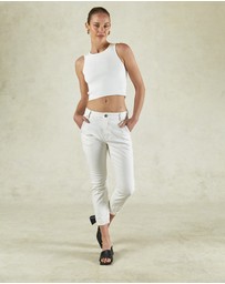 DRICOPER DENIM - Coated White Cuffed Jeans