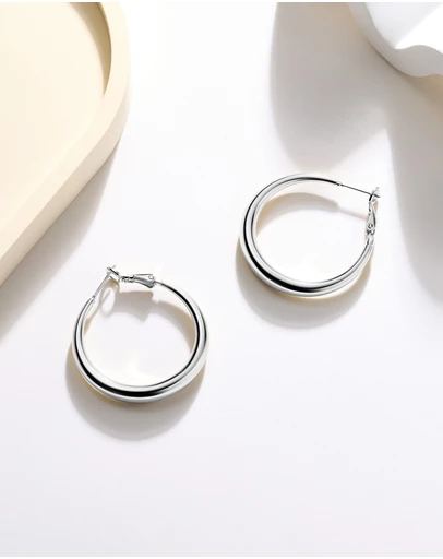 Mestige - Moonbeam Hoops - Silver Plated