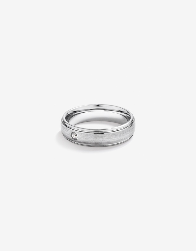 Michael Hill - 6mm Polished and Brushed Diamond Wedding Band in Tungsten