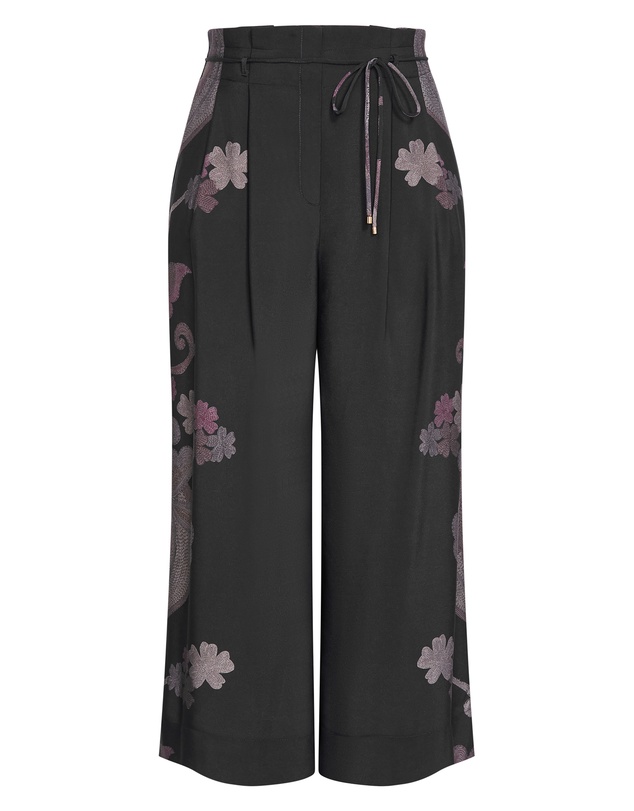 City Chic - Plus size Eternal Side Print Wide Pant - black