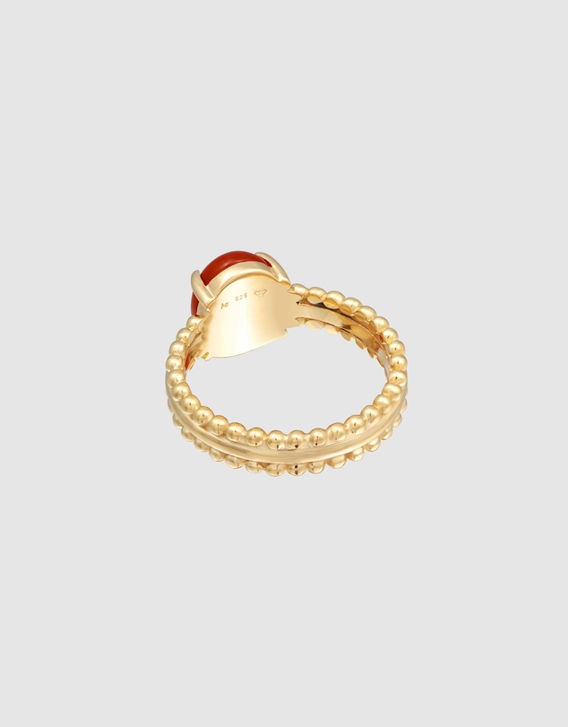 Elli Jewelry - Dotted Cornelian Ring in Gold-Plated 925 Silver