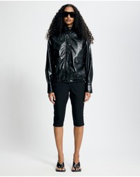 Lover - Lenore Funnel Croc Leather Look Bomber