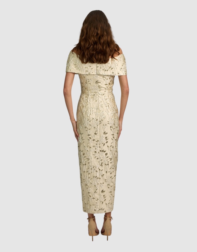 Romance by Honey and Beau - Crechia Jacquard Off Shoulder Dress