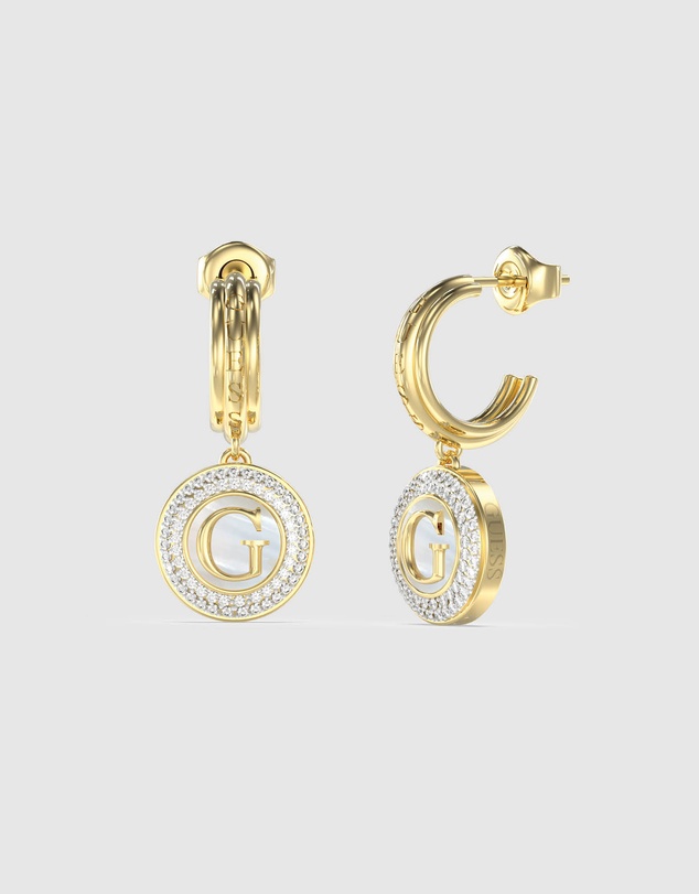 GUESS - Pearly G Coin Hoop Earrings