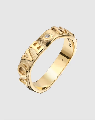 Elli Jewelry - More Self Love Ring with Zirconia in Gold-Plated 925 Silver