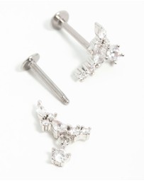 Lovisa - Surgical Steel Cubic Zirconia Marquise Flat Back Earrings