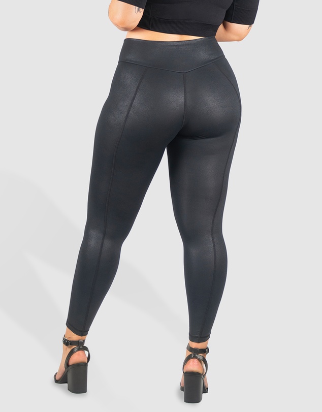 B Free Intimate Apparel - V-Waist Faux Leather Booty Sculpting Leggings