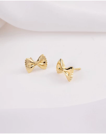 Wanderlust + Co - Bow Tie Pasta Gold Stud Earrings