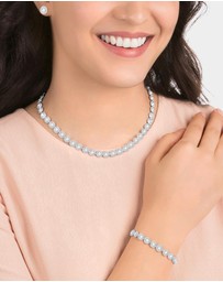 Swarovski - Una Angelic set, Round cut, White, Rhodium plated