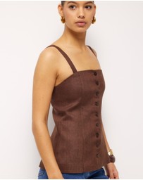 AERE - Gia Button Front Linen Cami
