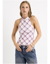 Insight - Clover Check Backless Top