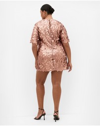 City Chic - Plus size Adorn Sequin Mini Dress - bronze
