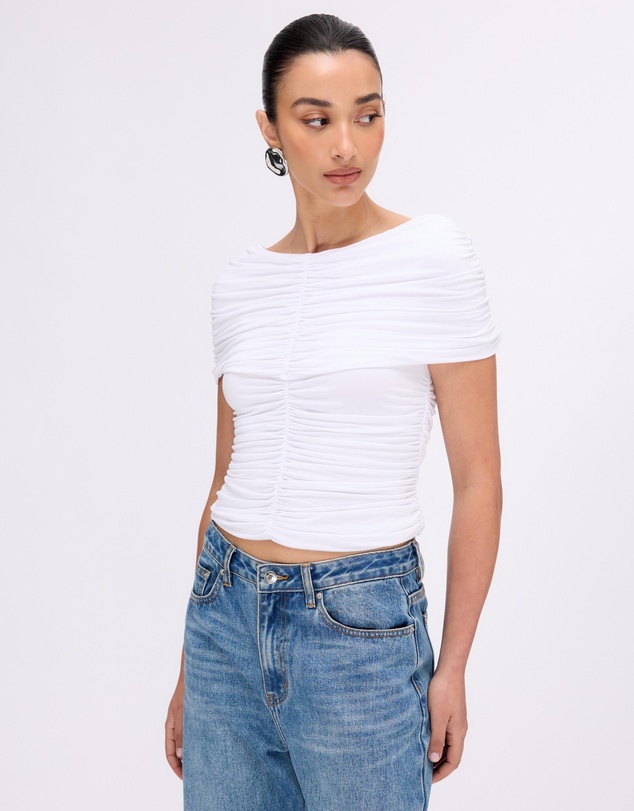 Minima Esenciales - Saffron Jersey Ruched Top