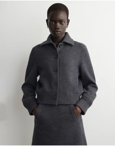 COS - Ribbed-Collar Boiled Merino Wool Jacket