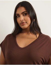 Atmos&Here Curvy - Cap Sleeve Scoop Neck T-Shirt In Jersey