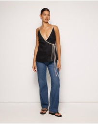 AERE - Linen Wrap Top