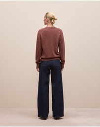 Trenery - Wool Cashmere Sparkle Crew in Red Mahogany
