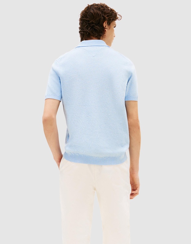 Tommy Hilfiger - Stripe Textured Knit Polo Shirt