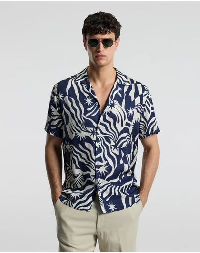 Calibre - Astro Print Short Sleeve Shirt Navy
