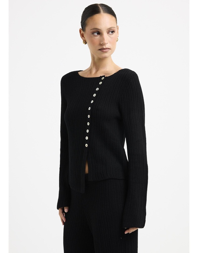 Subtitled - Ireland Off Shoulder Ribbed Long Sleeve Top