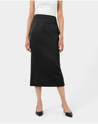 Forcast - Bel Tailored Satin Midi Skirt