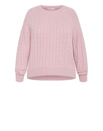 City Chic - Plus size Kenia Crew Neck Knit Jumper - pale pink
