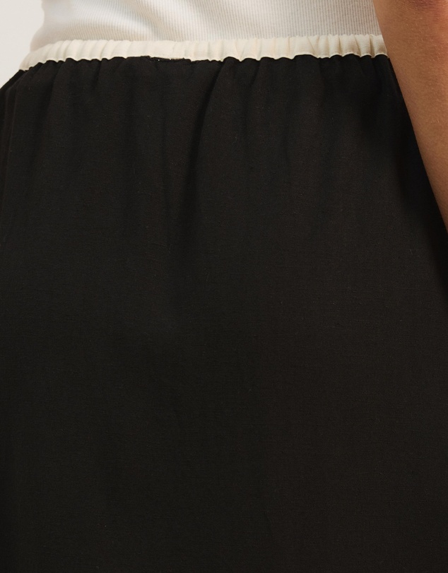 Atmos&Here - Jade Linen Blend Contrast Midi Skirt